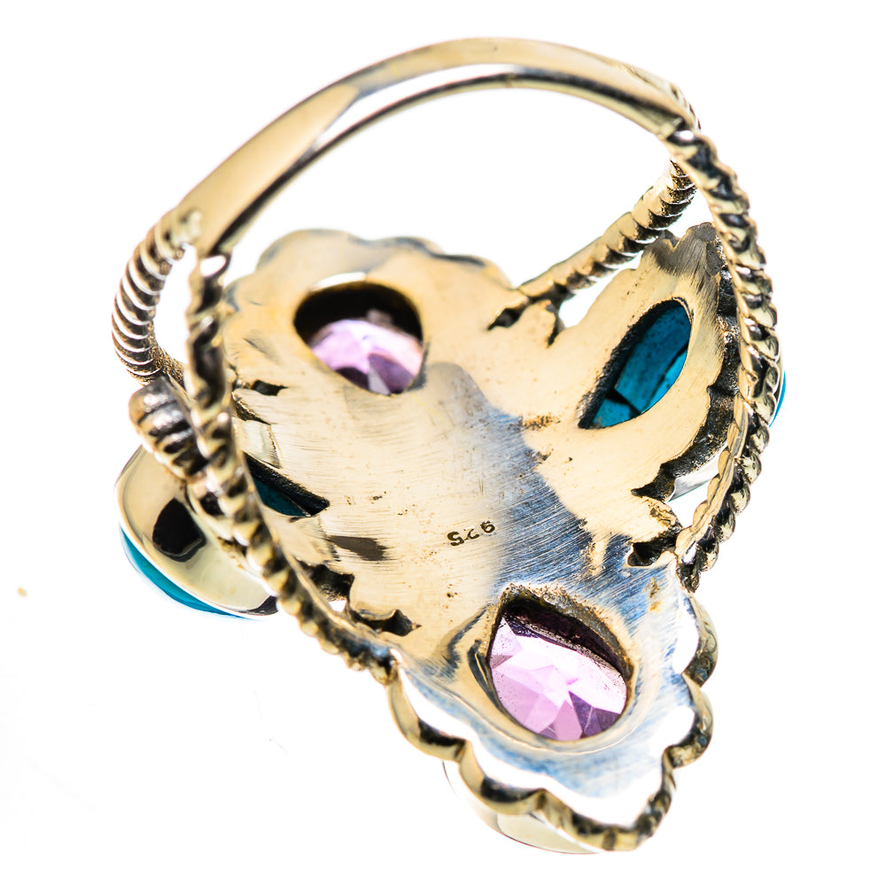 Large Faceted Amethyst, Sleeping Beauty Turquoise Ring Size 7 (925 Sterling Silver) RING136072