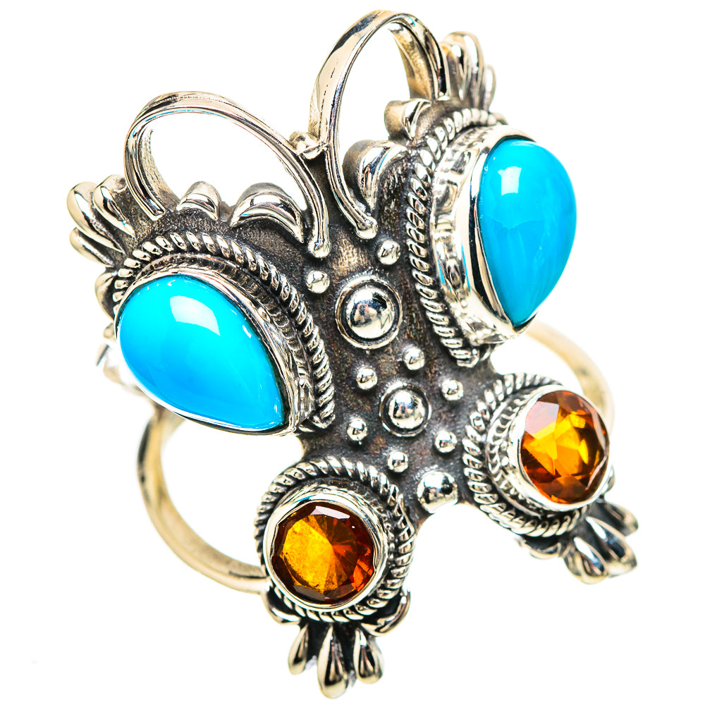 Large Sleeping Beauty Turquoise, Citrine Ring Size 9.25 (925 Sterling Silver) RING136560