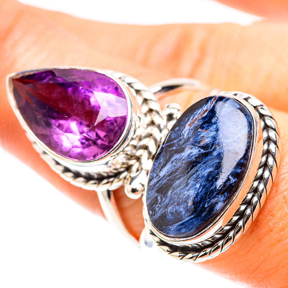 Large Pietersite, Amethyst Ring Size 8 (925 Sterling Silver) RING136959