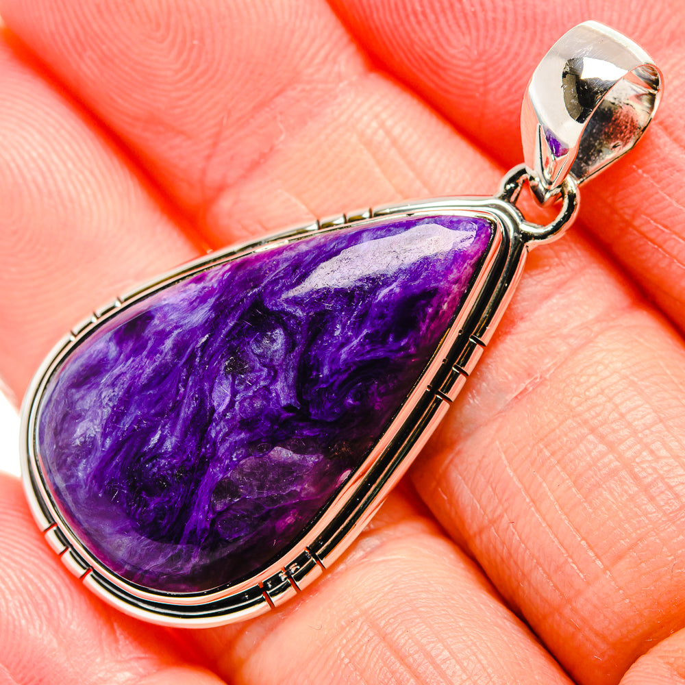 Charoite Pendant 1 7/8" (925 Sterling Silver) PD36287
