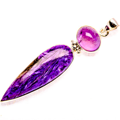 Charoite, Amethyst Pendant 2 7/8" (925 Sterling Silver) PD37598