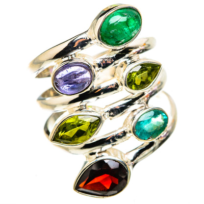 Garnet, Green Aventurine, Tanzanite, Peridot, Emerald Ring Size 8.25 (925 Sterling Silver) RING134876